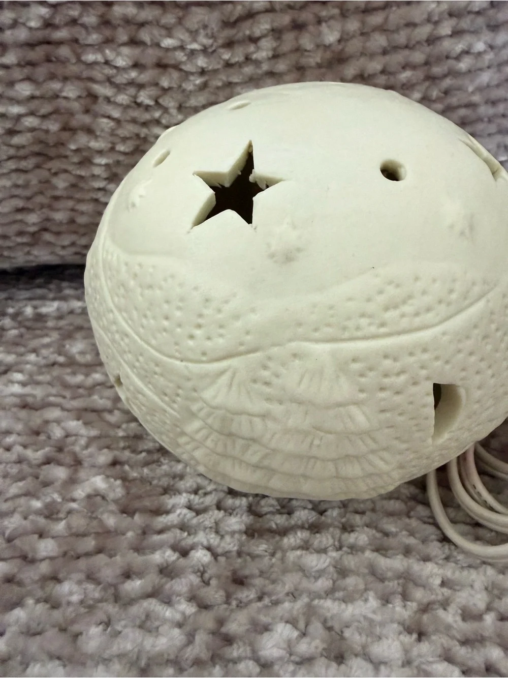 Light Up Nativity Scene with Stars Tan Round Christmas Ornament